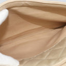 CHANEL Matelasse Chain Shoulder Bag Satin Beige Gold CC Auth BA1598-21
