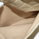 CHANEL Matelasse Chain Shoulder Bag Satin Beige Gold CC Auth BA1598-22