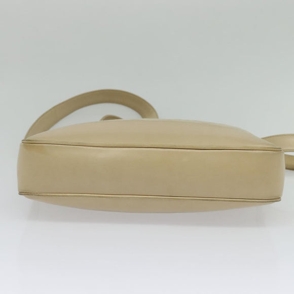 CHANEL Matelasse Chain Shoulder Bag Satin Beige Gold CC Auth BA1598