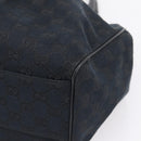 GUCCI GG Canvas Sukey Hand Bag Black Gold 211944 Auth BA15982V-10