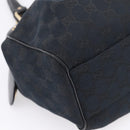GUCCI GG Canvas Sukey Hand Bag Black Gold 211944 Auth BA15982V-11