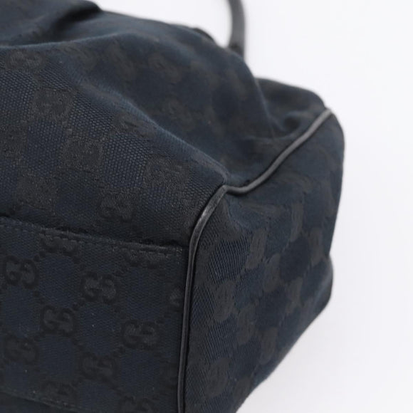 GUCCI GG Canvas Sukey Hand Bag Black Gold 211944 Auth BA15982V