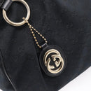 GUCCI GG Canvas Sukey Hand Bag Black Gold 211944 Auth BA15982V-14