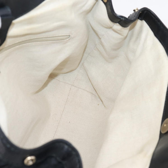 GUCCI GG Canvas Sukey Hand Bag Black Gold 211944 Auth BA15982V