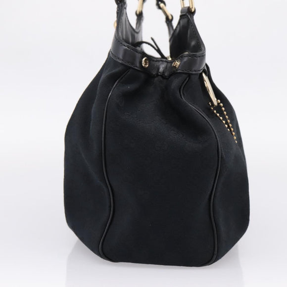 GUCCI GG Canvas Sukey Hand Bag Black Gold 211944 Auth BA15982V