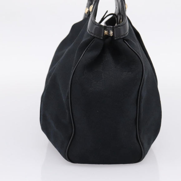 GUCCI GG Canvas Sukey Hand Bag Black Gold 211944 Auth BA15982V