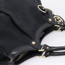 GUCCI GG Canvas Sukey Hand Bag Black Gold 211944 Auth BA15982V-6