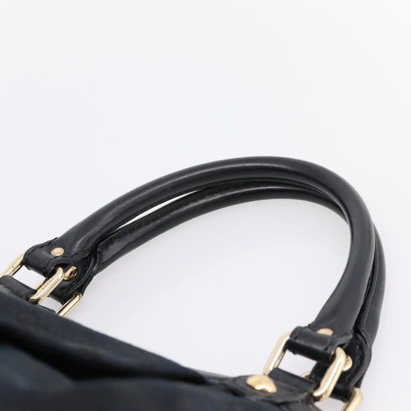 GUCCI GG Canvas Sukey Hand Bag Black Gold 211944 Auth BA15982V