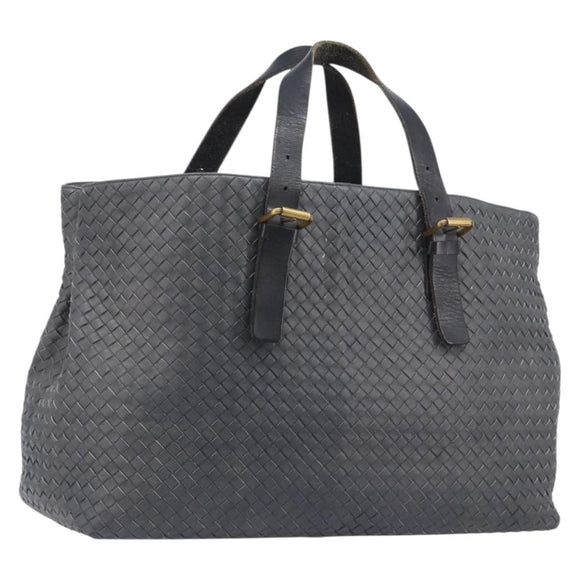 Bottega Veneta INTRECCIATO Tote Bag Leather Gray Gold 189632 Auth BA15983A