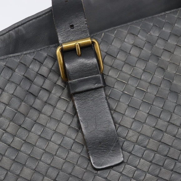 Bottega Veneta INTRECCIATO Tote Bag Leather Gray Gold 189632 Auth BA15983A