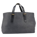 Bottega Veneta INTRECCIATO Tote Bag Leather Gray Gold 189632 Auth BA15983A-2