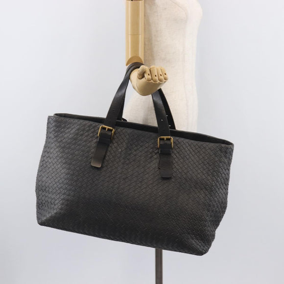 Bottega Veneta INTRECCIATO Tote Bag Leather Gray Gold 189632 Auth BA15983A