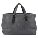Bottega Veneta INTRECCIATO Tote Bag Leather Gray Gold 189632 Auth BA15983A-3
