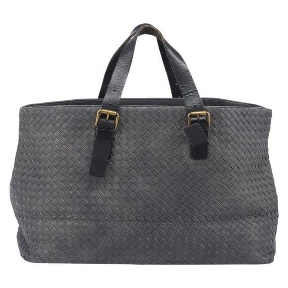 Bottega Veneta INTRECCIATO Tote Bag Leather Gray Gold 189632 Auth BA15983A