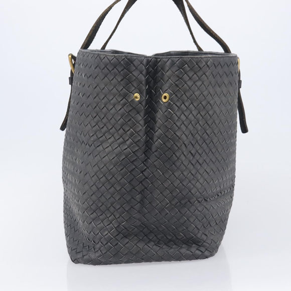 Bottega Veneta INTRECCIATO Tote Bag Leather Gray Gold 189632 Auth BA15983A