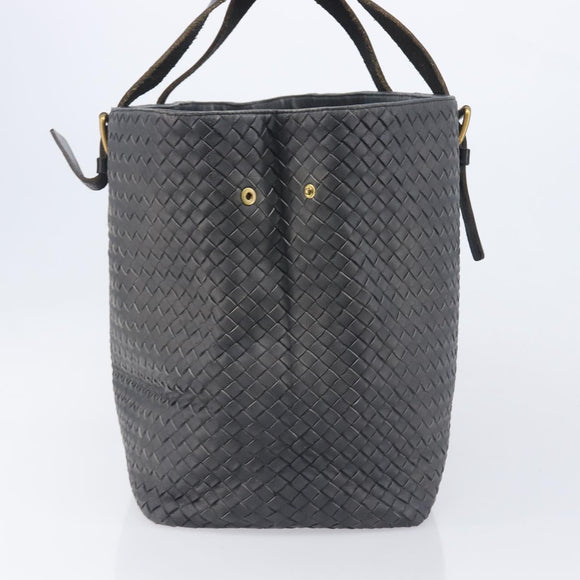Bottega Veneta INTRECCIATO Tote Bag Leather Gray Gold 189632 Auth BA15983A