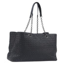 Bottega Veneta INTRECCIATO Chain Tote Bag Leather Black Auth BA15984M-1