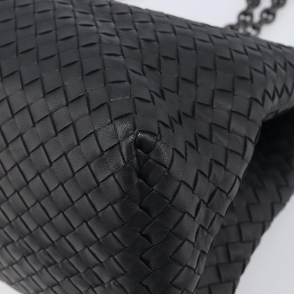 Bottega Veneta INTRECCIATO Chain Tote Bag Leather Black Auth BA15984M