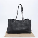 Bottega Veneta INTRECCIATO Chain Tote Bag Leather Black Auth BA15984M-25