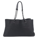 Bottega Veneta INTRECCIATO Chain Tote Bag Leather Black Auth BA15984M-3