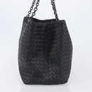 Bottega Veneta INTRECCIATO Chain Tote Bag Leather Black Auth BA15984M-4