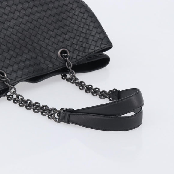 Bottega Veneta INTRECCIATO Chain Tote Bag Leather Black Auth BA15984M