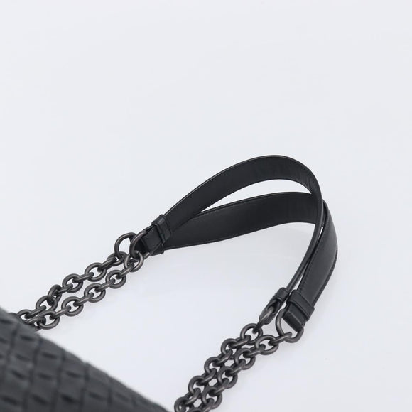 Bottega Veneta INTRECCIATO Chain Tote Bag Leather Black Auth BA15984M