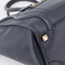 CELINE Luggage Micro Shopper Hand Bag Leather Navy Gold Auth BA15985V-15