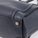 CELINE Luggage Micro Shopper Hand Bag Leather Navy Gold Auth BA15985V-16