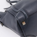 CELINE Luggage Micro Shopper Hand Bag Leather Navy Gold Auth BA15985V-17