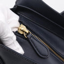 CELINE Luggage Micro Shopper Hand Bag Leather Navy Gold Auth BA15985V-9