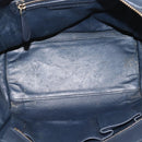 CELINE Luggage Micro Shopper Hand Bag Leather Navy Gold Auth BA15985V-10