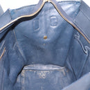 CELINE Luggage Micro Shopper Hand Bag Leather Navy Gold Auth BA15985V-19