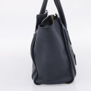 CELINE Luggage Micro Shopper Hand Bag Leather Navy Gold Auth BA15985V-3
