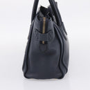 CELINE Luggage Micro Shopper Hand Bag Leather Navy Gold Auth BA15985V-4