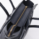 CELINE Luggage Micro Shopper Hand Bag Leather Navy Gold Auth BA15985V-6
