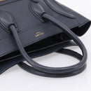 CELINE Luggage Micro Shopper Hand Bag Leather Navy Gold Auth BA15985V-7