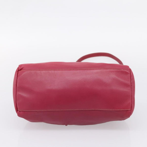 PRADA Hand Bag Leather 2way Red Silver Auth BA15986V