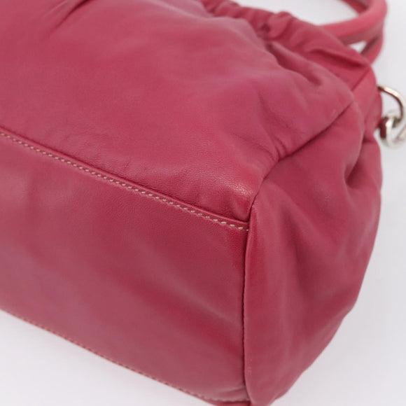 PRADA Hand Bag Leather 2way Red Silver Auth BA15986V