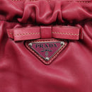 PRADA Hand Bag Leather 2way Red Silver Auth BA15986V-16