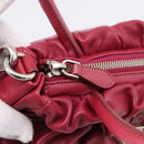 PRADA Hand Bag Leather 2way Red Silver Auth BA15986V-17