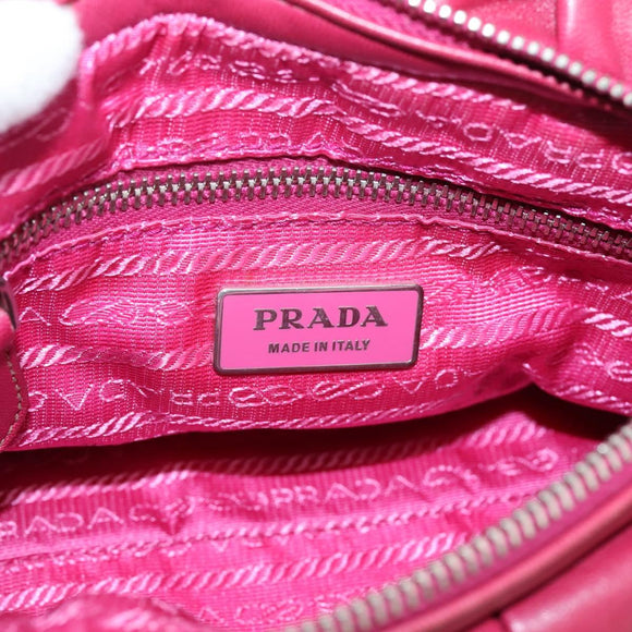 PRADA Hand Bag Leather 2way Red Silver Auth BA15986V