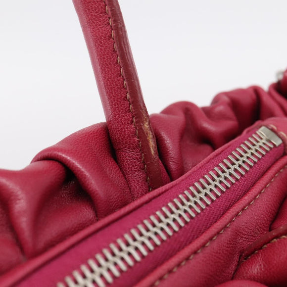 PRADA Hand Bag Leather 2way Red Silver Auth BA15986V