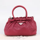 PRADA Hand Bag Leather 2way Red Silver Auth BA15986V-27