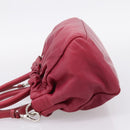 PRADA Hand Bag Leather 2way Red Silver Auth BA15986V-4