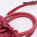 PRADA Hand Bag Leather 2way Red Silver Auth BA15986V-8