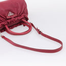 PRADA Hand Bag Leather 2way Red Silver Auth BA15986V-9