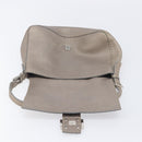 FENDI Celeria Mamma Baguette Bag Leather Beige Silver 8BR102 Auth BA15987V-19
