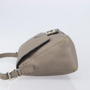 FENDI Celeria Mamma Baguette Bag Leather Beige Silver 8BR102 Auth BA15987V-5