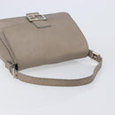 FENDI Celeria Mamma Baguette Bag Leather Beige Silver 8BR102 Auth BA15987V-7